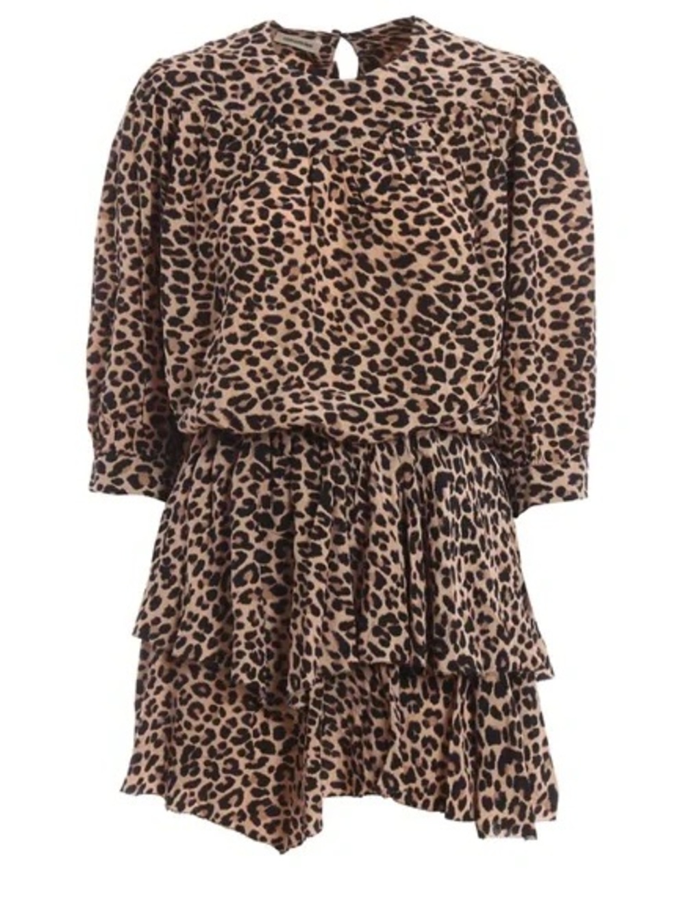 Zadig & Voltaire Leopard Print Tiered Mini Dress XS Boho Animal Print